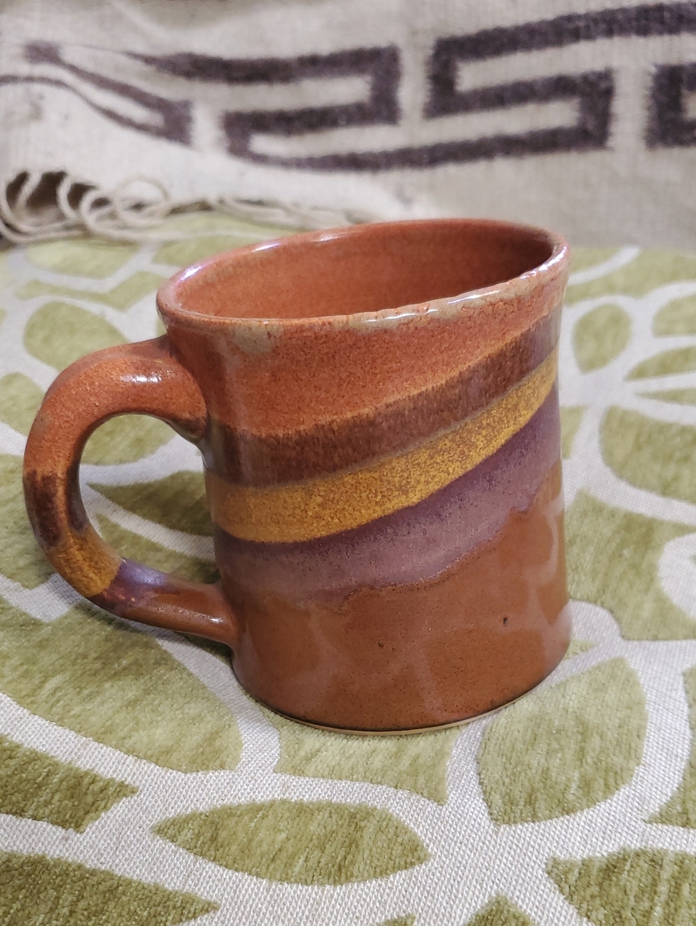 Handmade Studio Pottery Zyra   Coffee Mug Earth Clay Orange Tones  *read